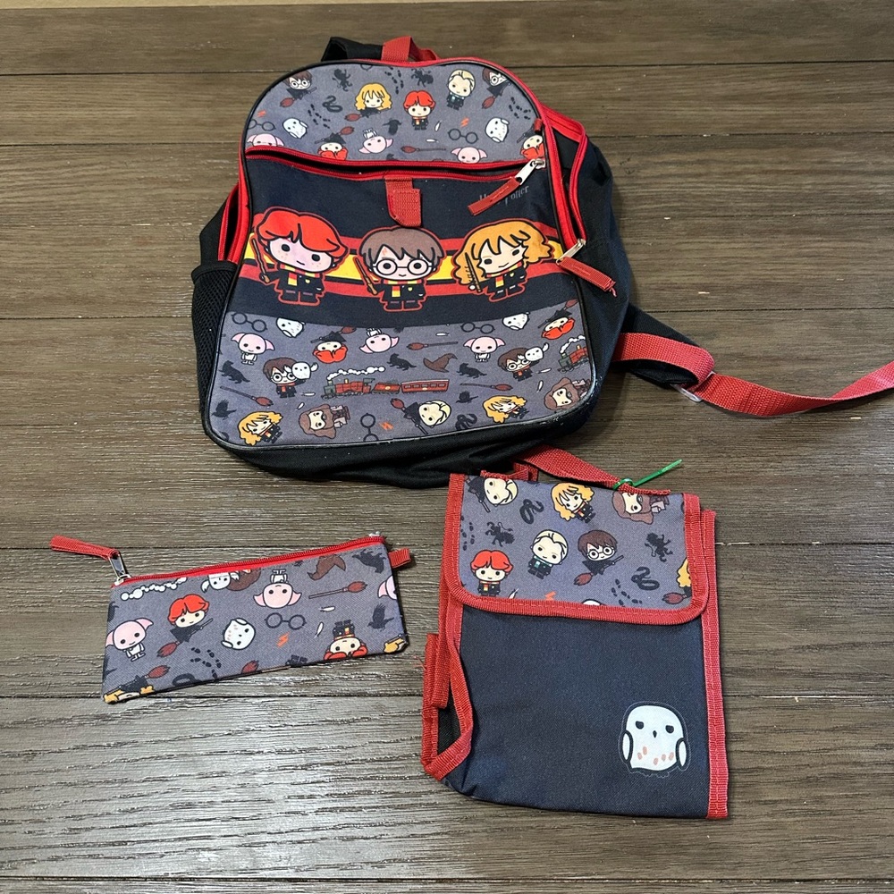 Kids Harry Potter Backpack Set including pencil pouch and lunchbag